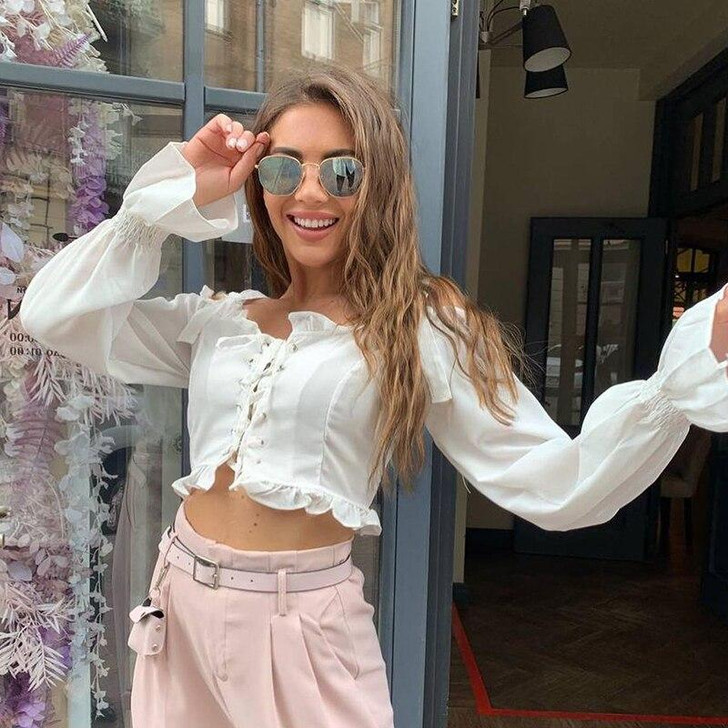 VSCO RUFFLE LONG FLARE SLEEVE WHITE BLOUSE-Cosmique Studio