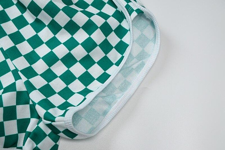 Y2K CHECKERED MINI GREEN SHORTS - Cosmique Studio