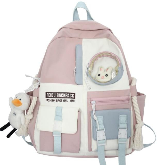 KAWAII BUNNY AND DUCK DESIGN SCHOOL BACKPACK - Cosmique Studio