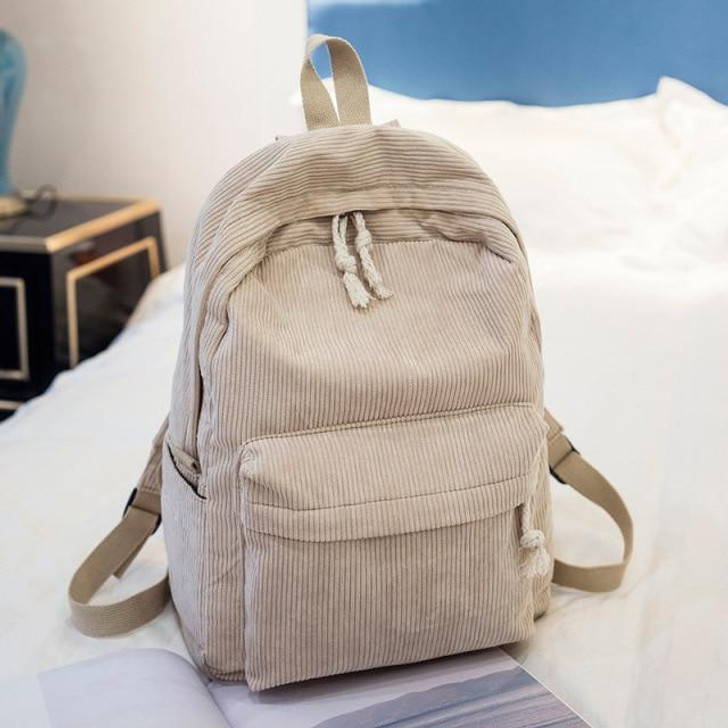 CORDUROY SOLID PASTEL SCHOOL BACKPACK - Cosmique Studio