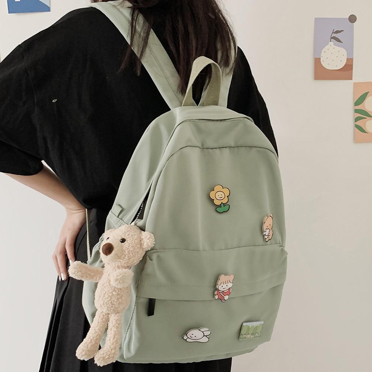 AESTHETIC SOLID COLOR CUTE BEAR BACKPACK - Cosmique Studio