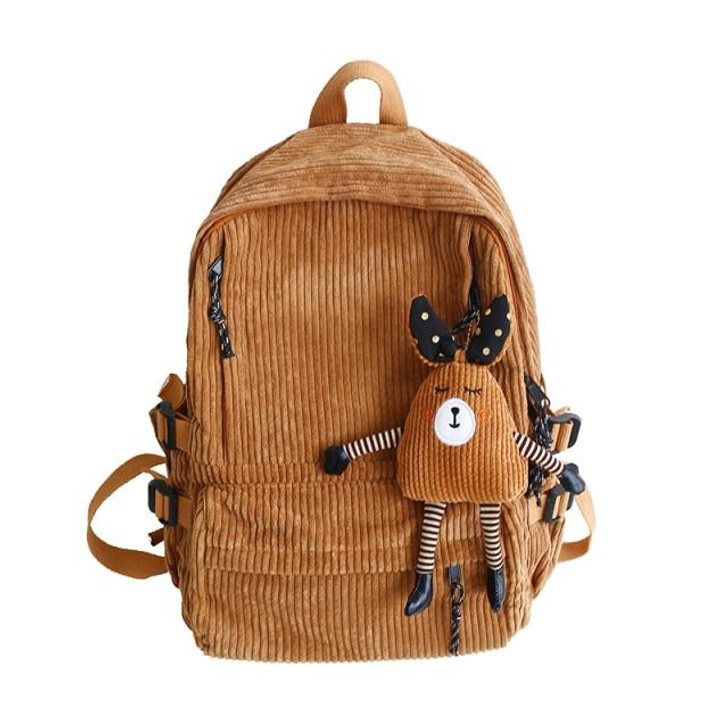 CORDUROY SOLID COLOR CUTE BACKPACK - Cosmique Studio CORDUROY SOLID COLOR CUTE BACKPACK - Cosmique Studio