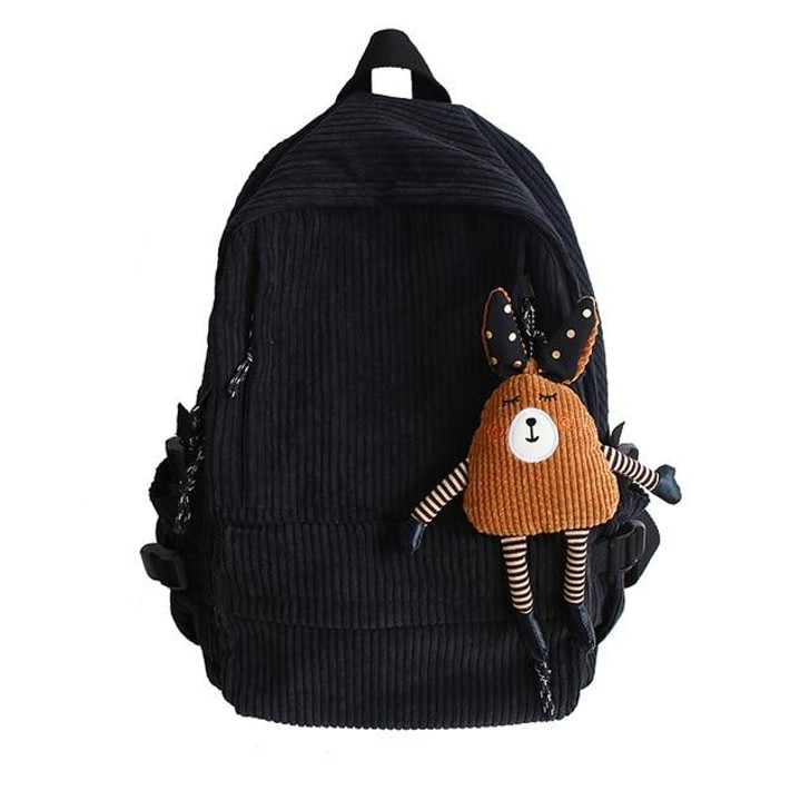 CORDUROY SOLID COLOR CUTE BACKPACK - Cosmique Studio CORDUROY SOLID COLOR CUTE BACKPACK - Cosmique Studio