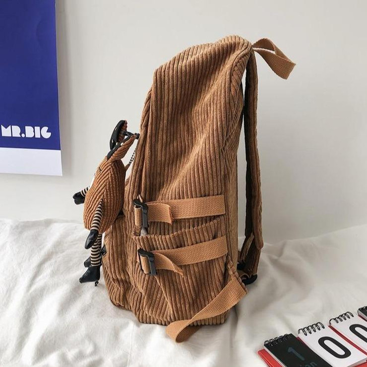 CORDUROY SOLID COLOR CUTE BACKPACK - Cosmique Studio CORDUROY SOLID COLOR CUTE BACKPACK - Cosmique Studio