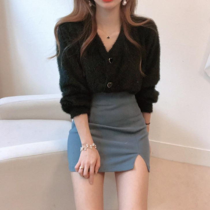 VSCO HEART BUTTON SOFT LOOSE FIT CARDIGAN VSCO HEART BUTTON SOFT LOOSE FIT CARDIGAN