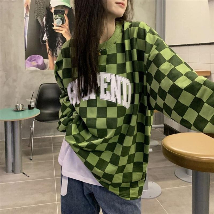 90S AESTHETIC PLAID SUSPEND GREEN OVERSIZE SWEATSHIRT 90S AESTHETIC PLAID SUSPEND GREEN OVERSIZE SWEATSHIRT
