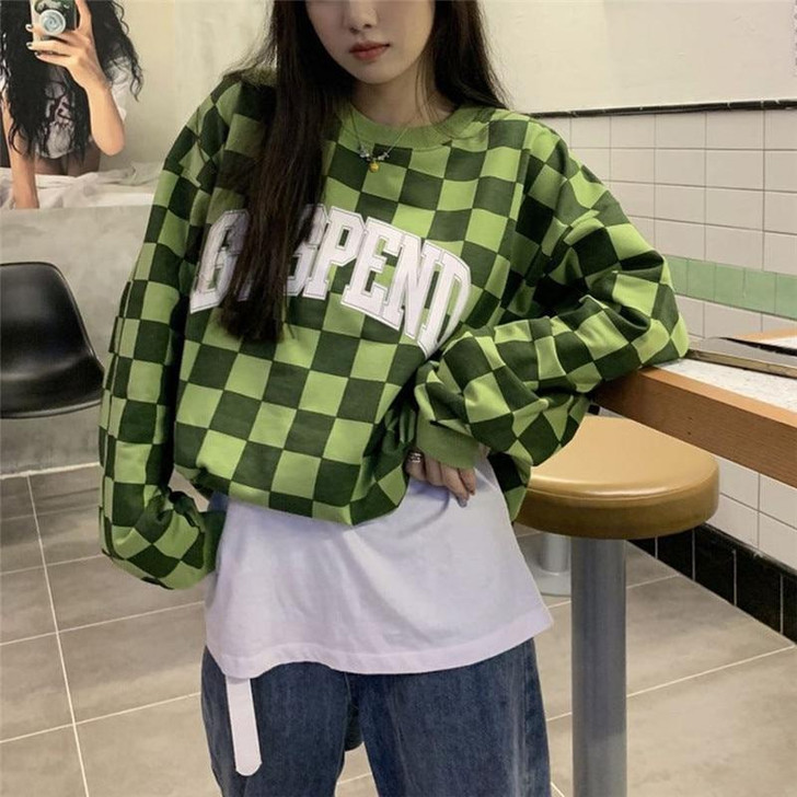 90S AESTHETIC PLAID SUSPEND GREEN OVERSIZE SWEATSHIRT 90S AESTHETIC PLAID SUSPEND GREEN OVERSIZE SWEATSHIRT