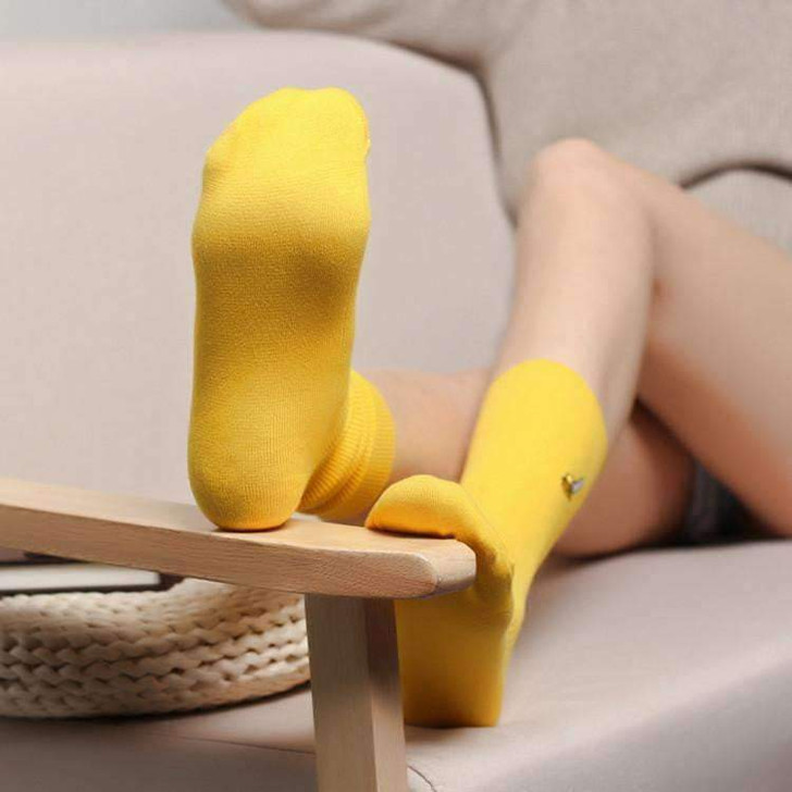fruit design socks in banana yellow