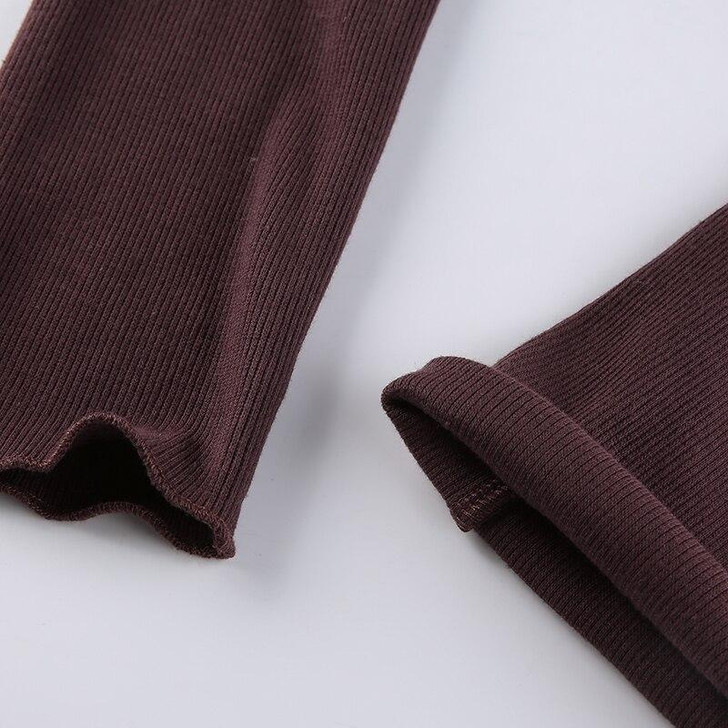 Y2K PATCHWORK SEPARATE SLEEVES BROWN CROP TOP Y2K PATCHWORK SEPARATE SLEEVES BROWN CROP TOP