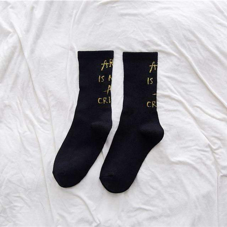 art is not a crime black socks art is not a crime black socks