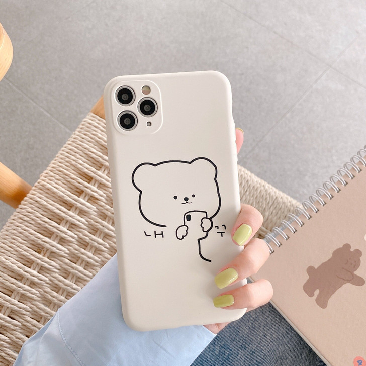 Minimal Cute Bear Design White Phone Case
 Minimal Cute Bear Design White Phone Case