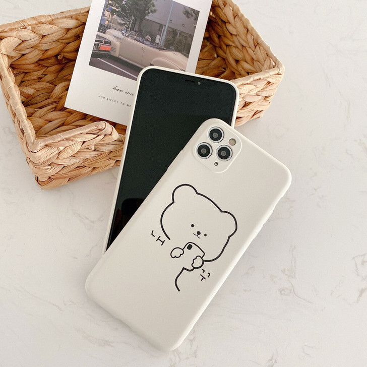 Minimal Cute Bear Design White Phone Case
 Minimal Cute Bear Design White Phone Case