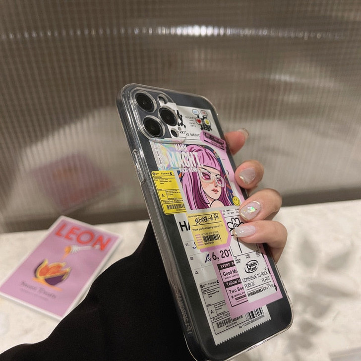 Tags Printed Transparent Phone Case
 Tags Printed Transparent Phone Case