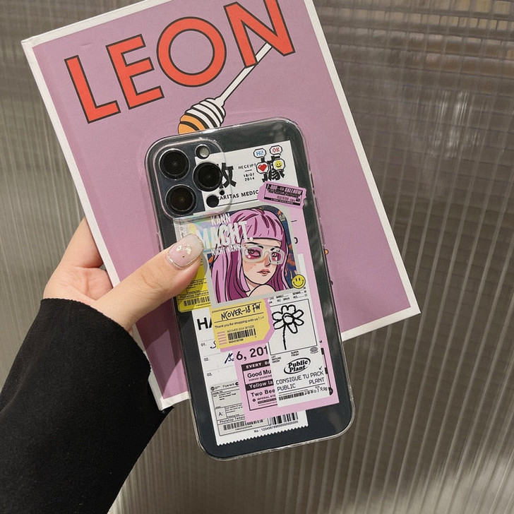 Tags Printed Transparent Phone Case
 Tags Printed Transparent Phone Case