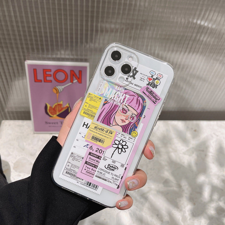 Tags Printed Transparent Phone Case
 Tags Printed Transparent Phone Case