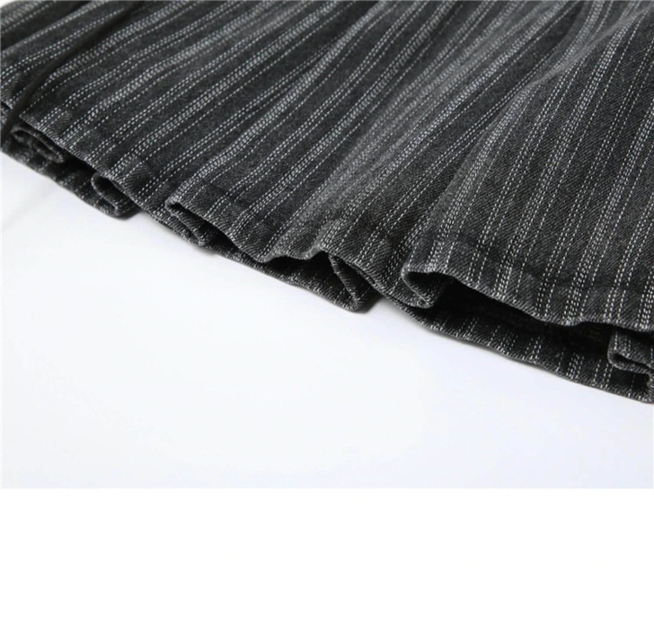 girl wearing y2k aesthetic style pleated, gray, bandage mini skirt girl wearing y2k aesthetic style pleated, gray, bandage mini skirt