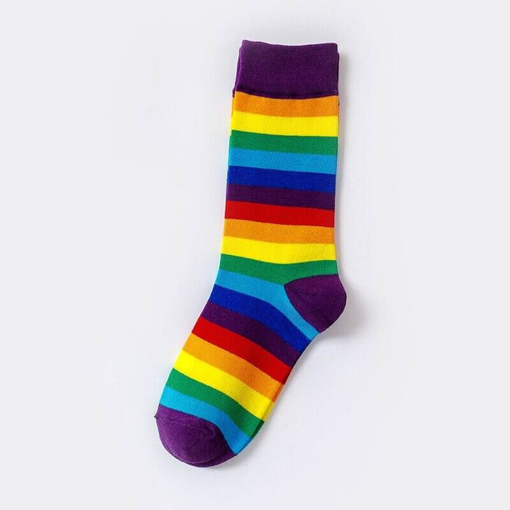 full rainbow striped long unisex socks