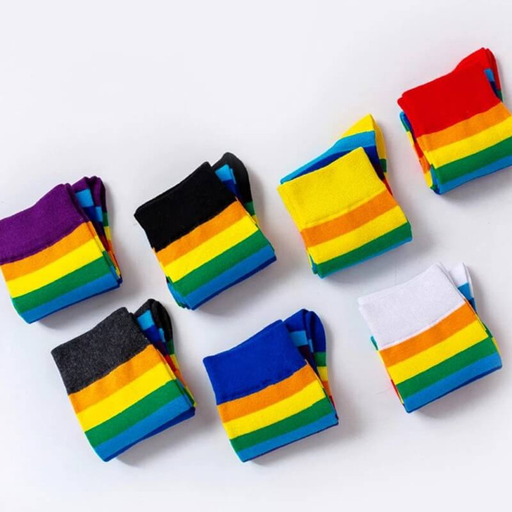 full rainbow striped long unisex socks