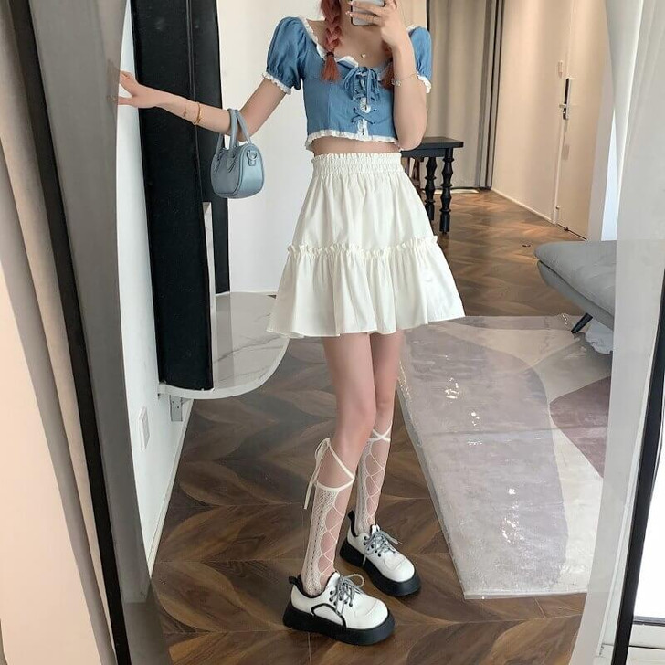 Fairycore white ruffle mini skirt Fairycore white ruffle mini skirt
