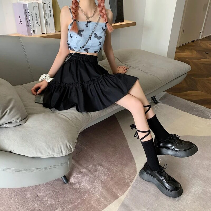 Fairycore black ruffle mini skirt Fairycore black ruffle mini skirt
