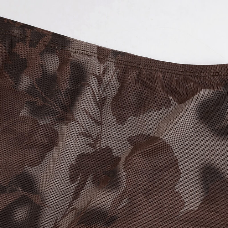 Fairy grunge floral brown midi skirt