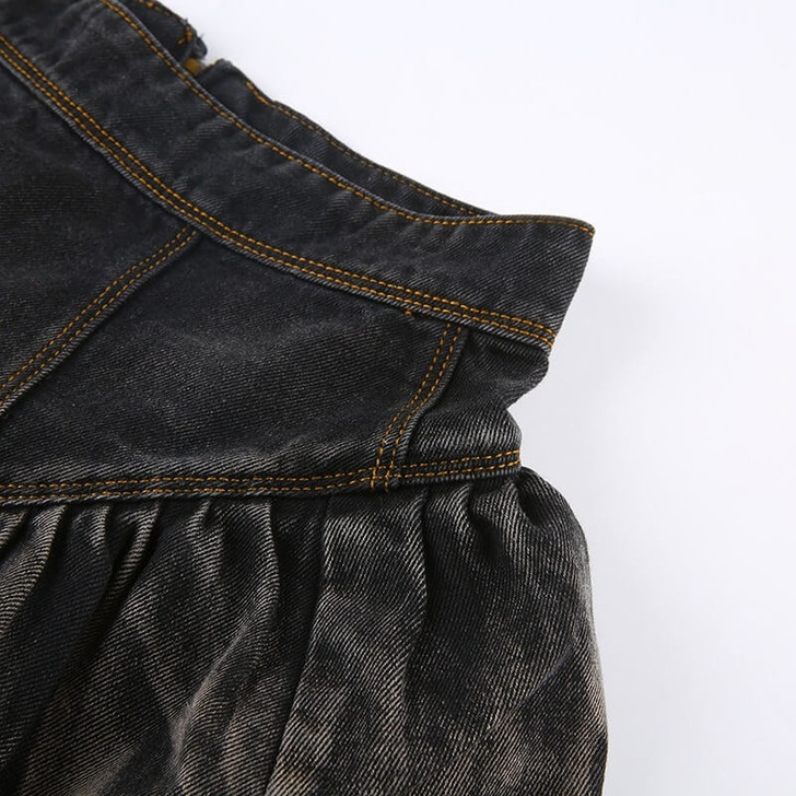 Fairy Grunge Pleated Denim Mini Skirt