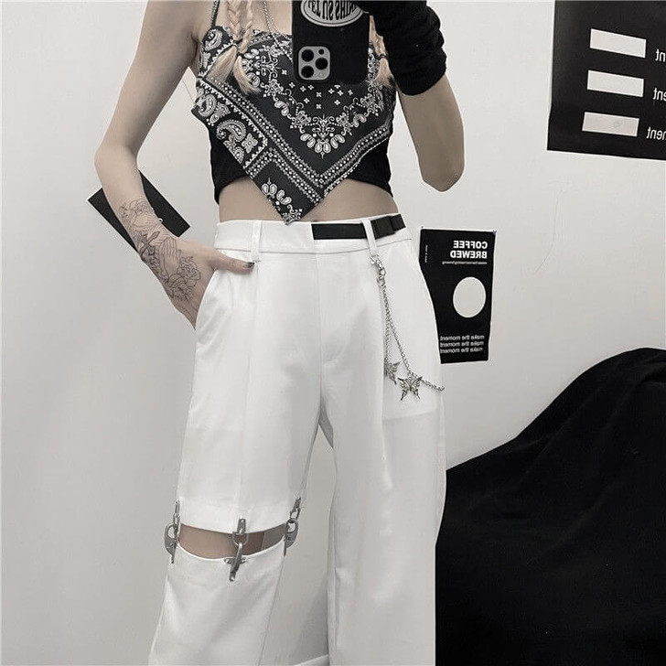 Edgy Style Hollow-out Pants Edgy Style Hollow-out Pants