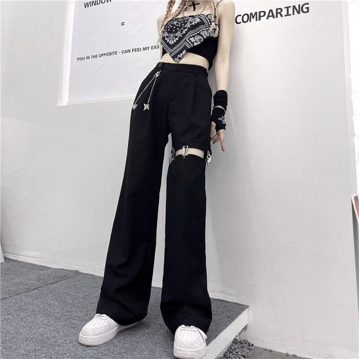Edgy Style Hollow-out Pants Edgy Style Hollow-out Pants