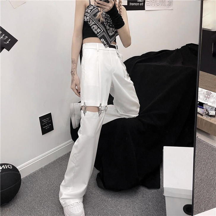 Edgy Style Hollow-out Pants Edgy Style Hollow-out Pants