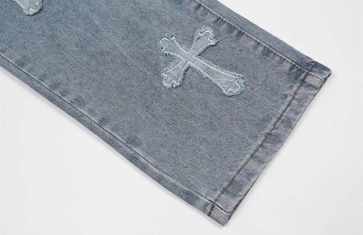 Cross Embroidered Baggy Men Jeans Cross Embroidered Baggy Men Jeans