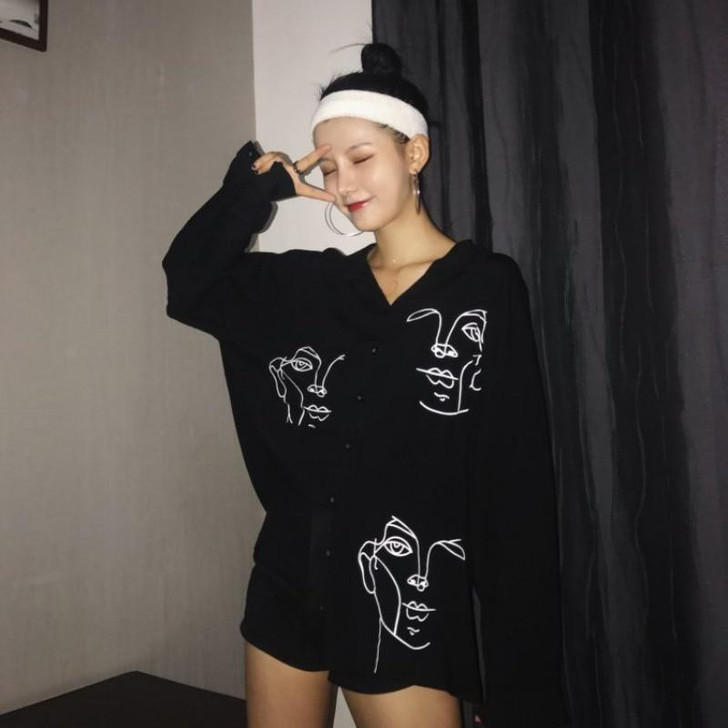 Line Art Face Blouse Line Art Face Blouse