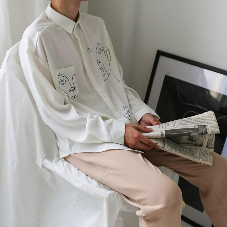 Line Art Face Blouse Line Art Face Blouse