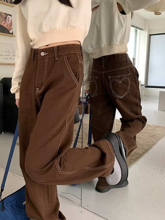Fairy Grunge Brown Denim Pants