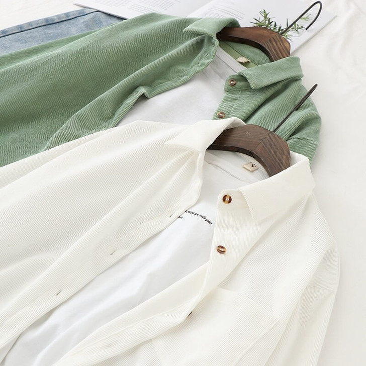 Soft Aesthetic Corduroy Shirt - Cosmique Studio