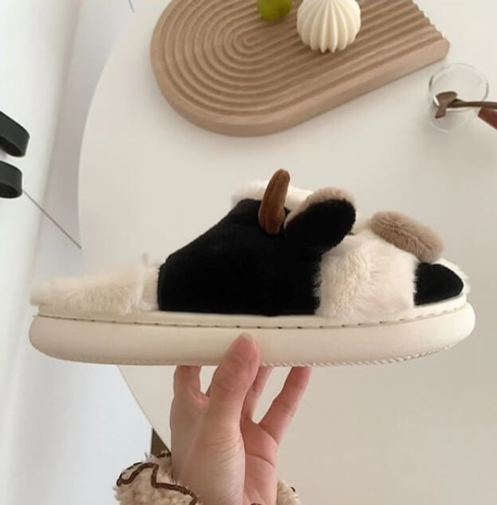 Fluffy Cow Print Slippers Fluffy Cow Print Slippers