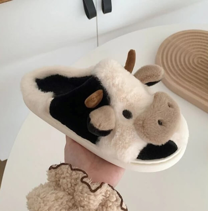 Fluffy Cow Print Slippers Fluffy Cow Print Slippers