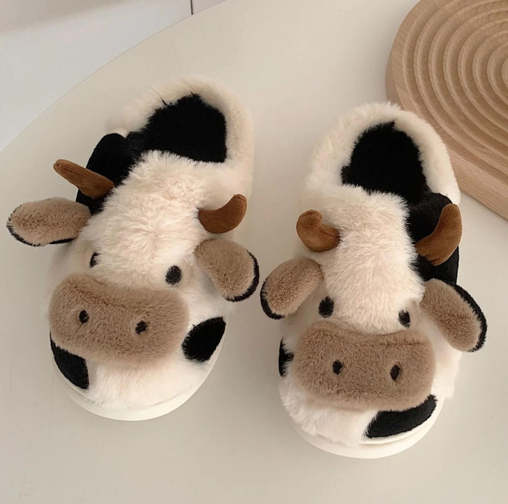 Fluffy Cow Print Slippers Fluffy Cow Print Slippers