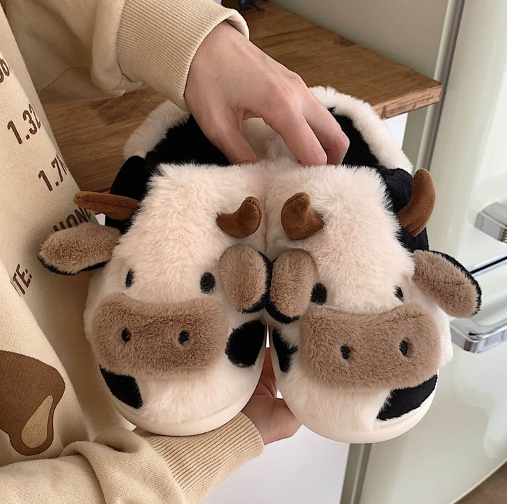 Fluffy Cow Print Slippers Fluffy Cow Print Slippers