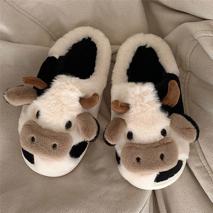 Fluffy Cow Print Slippers Fluffy Cow Print Slippers