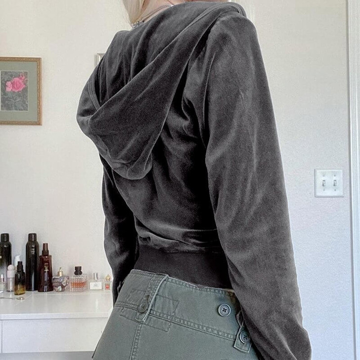 Y2K Velvety Zipper Hoodie