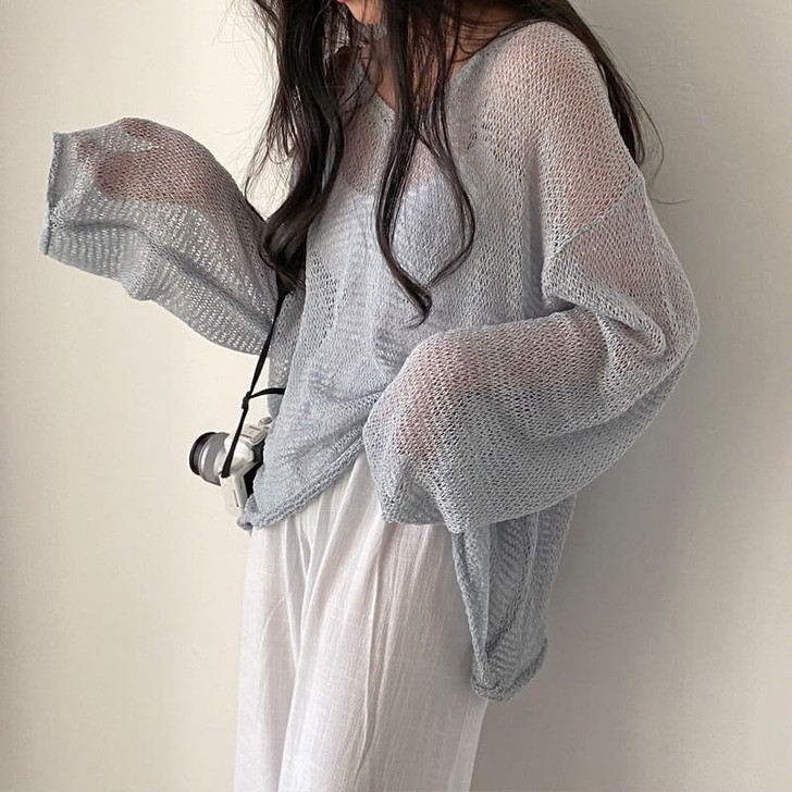 One Size Mesh Sweater