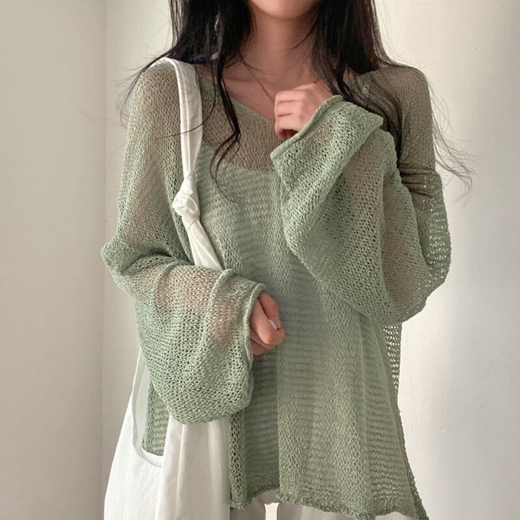 One Size Mesh Sweater
