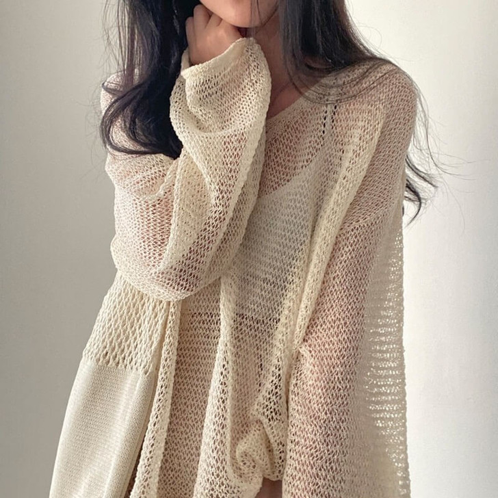 One Size Mesh Sweater