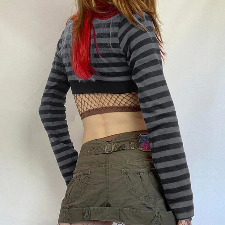 Grunge Striped Shrug Top Grunge Striped Shrug Top