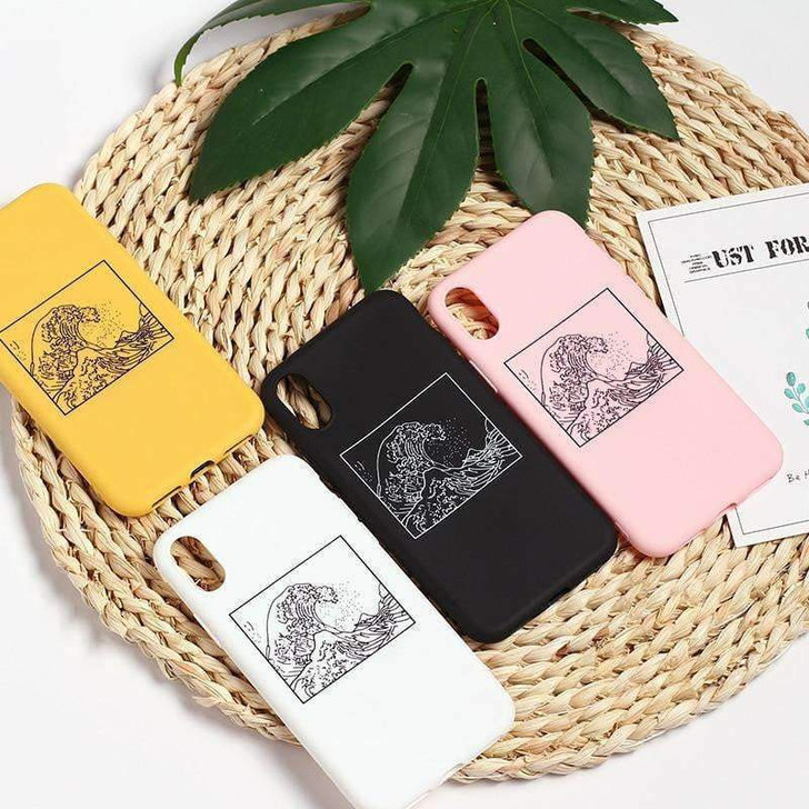 the great wave off kanagawa yellow, black, white, and pink phone cases the great wave off kanagawa yellow, black, white, and pink phone cases