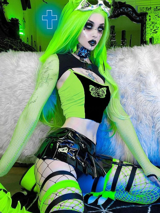 Cyber Neon Shrug Crop Top Cyber Neon Shrug Crop Top