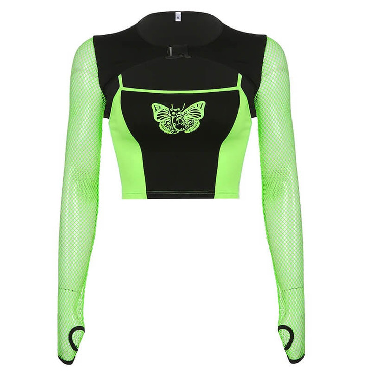 Cyber Neon Shrug Crop Top Cyber Neon Shrug Crop Top