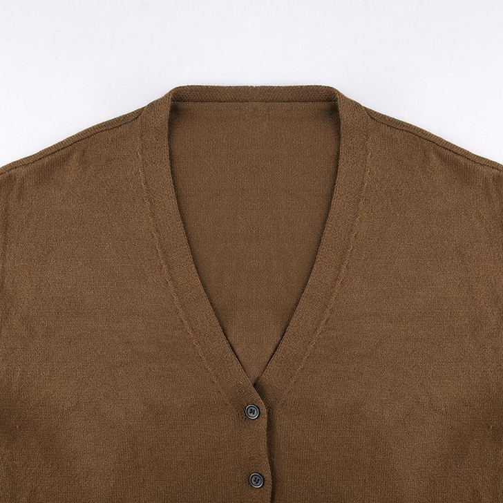 90S AESTHETIC FRONT BUTTONED OVERSIZE BROWN SWEATER 90S AESTHETIC FRONT BUTTONED OVERSIZE BROWN SWEATER