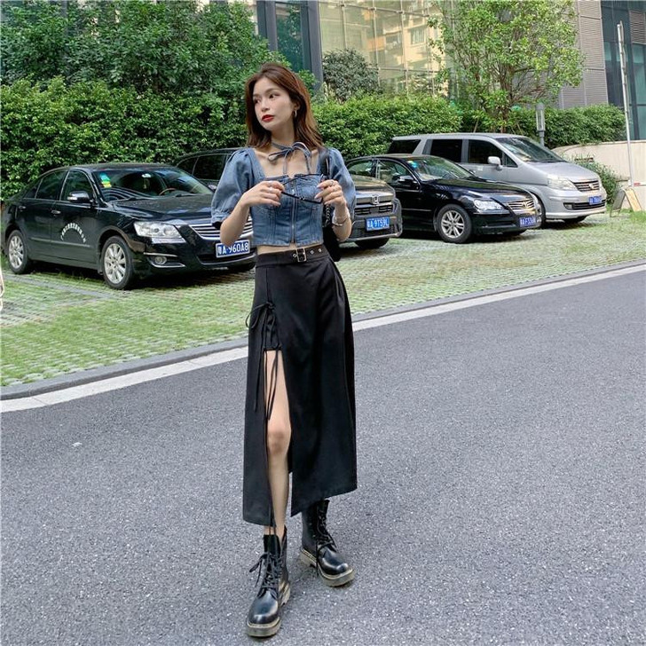 GRUNGE IRREGULAR MIDI SKIRT - Cosmique Studio - Aesthetic Outfits GRUNGE IRREGULAR MIDI SKIRT - Cosmique Studio - Aesthetic Outfits