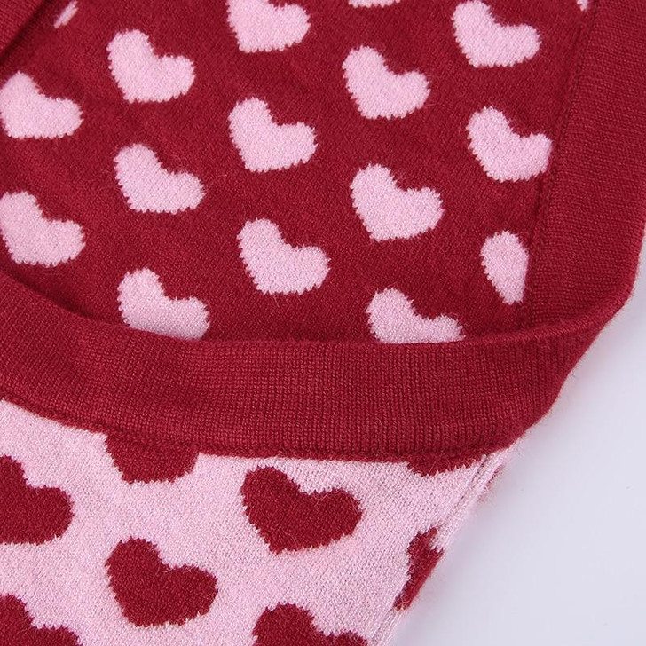 Y2K COLLARED HEART PATTERNED PINK CROP TOP - Cosmique Studio